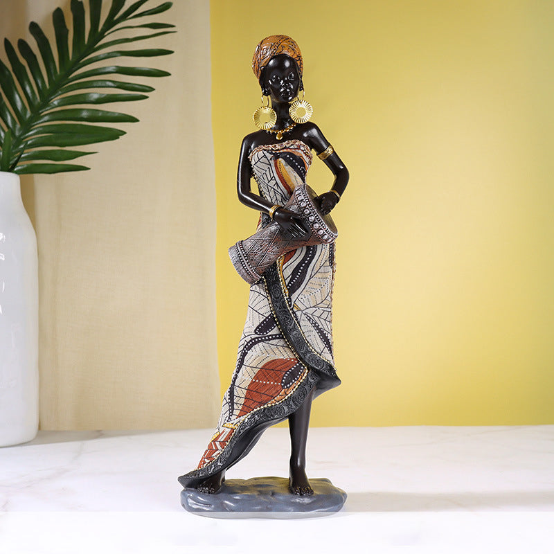 Afrikaanse vrouwelijke muzikantensculptuur
