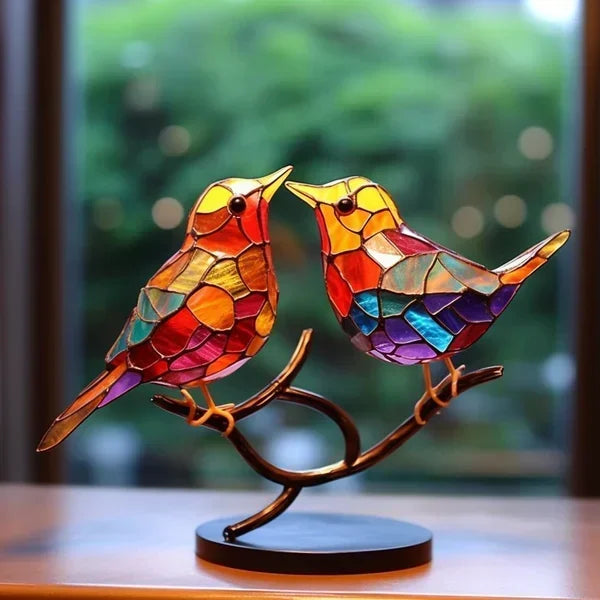 LuxeHome - AvianElegance Vogels gemaakt van gekleurd glas voor een verfijnd interieurontwerp