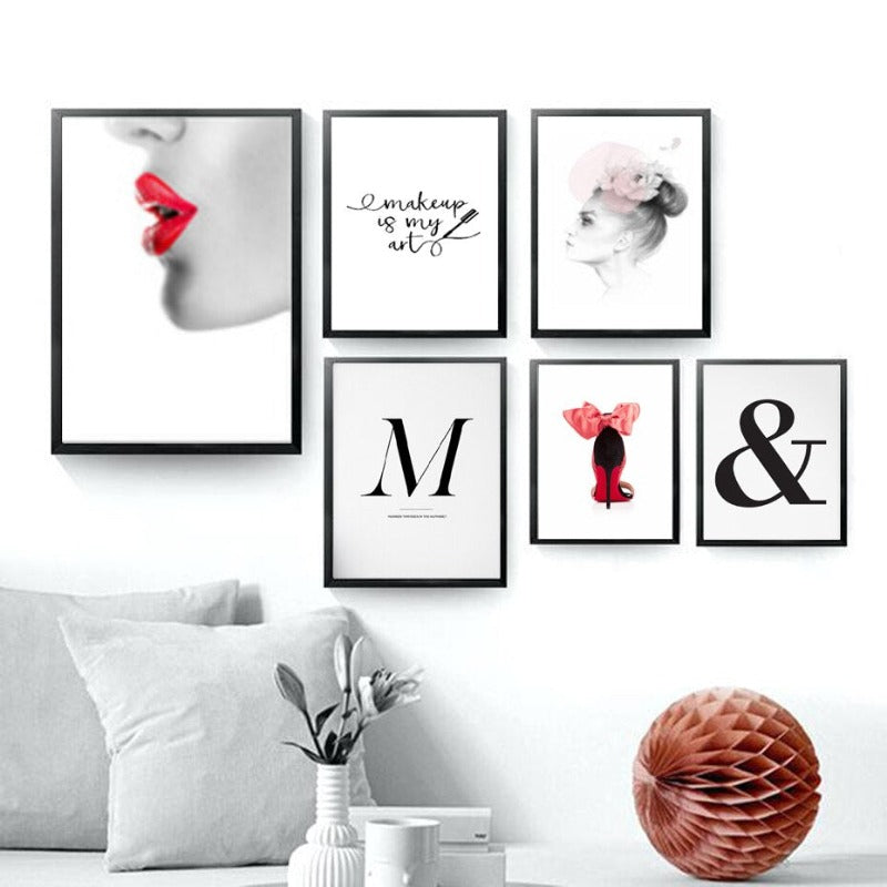 Fashion Makeup Girl Decoratieve - Canvas Wandkunst Schilderij
