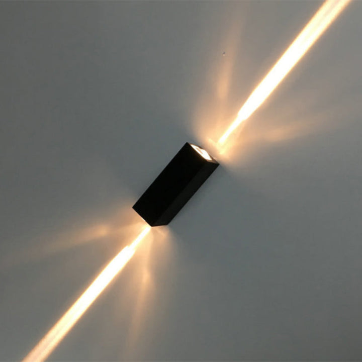 Metaal rechthoekige wandlamp Eenvoudige stijl 2 lichten zwarte oppervlakte wandlamp in warm/witte verlichting voor hotel