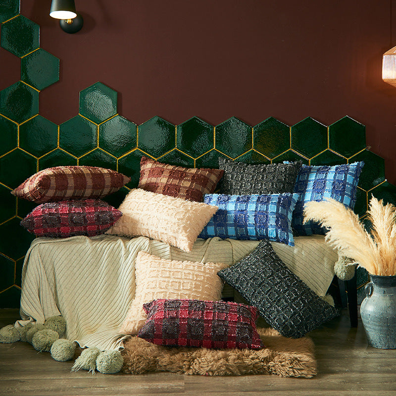 Textured Plaid Decoratief Sierkussen