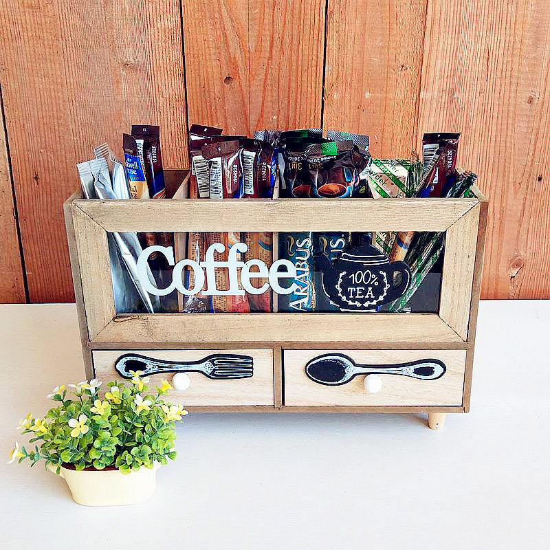 Rustieke Koffie en Thee Opslag Organizer