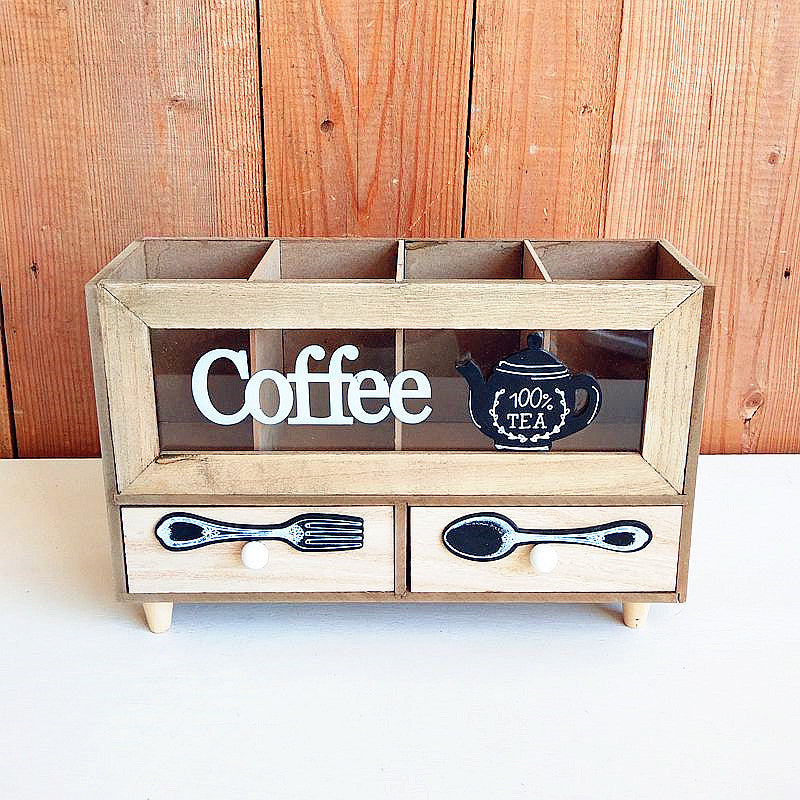 Rustieke Koffie en Thee Opslag Organizer