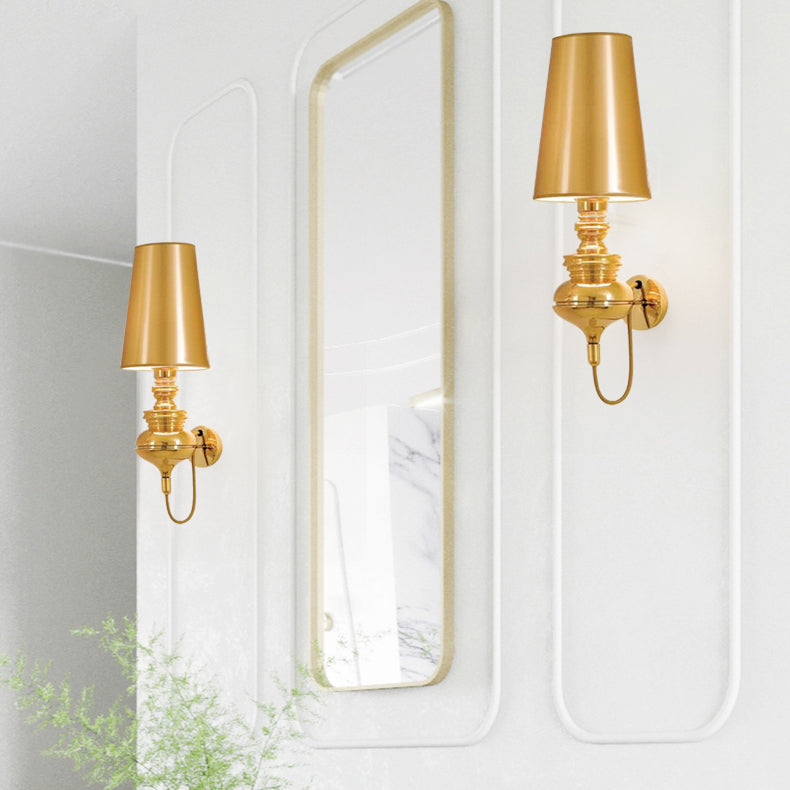 Tapered Wand Sconce Verlichting Hedendaags Stof Wit/Zwart/Zilver LED Wandlamp, 6"/8"/10" Ø