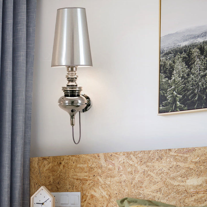 Tapered Wand Sconce Verlichting Hedendaags Stof Wit/Zwart/Zilver LED Wandlamp, 6"/8"/10" Ø