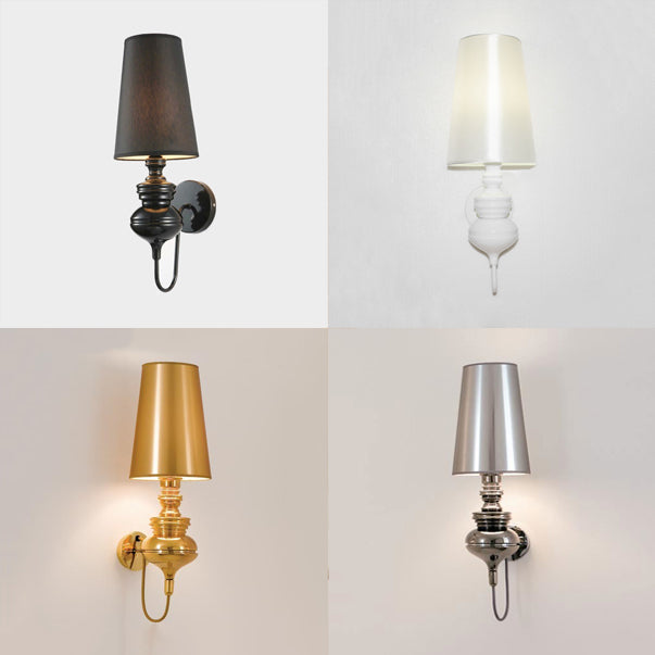 Tapered Wand Sconce Verlichting Hedendaags Stof Wit/Zwart/Zilver LED Wandlamp, 6"/8"/10" Ø