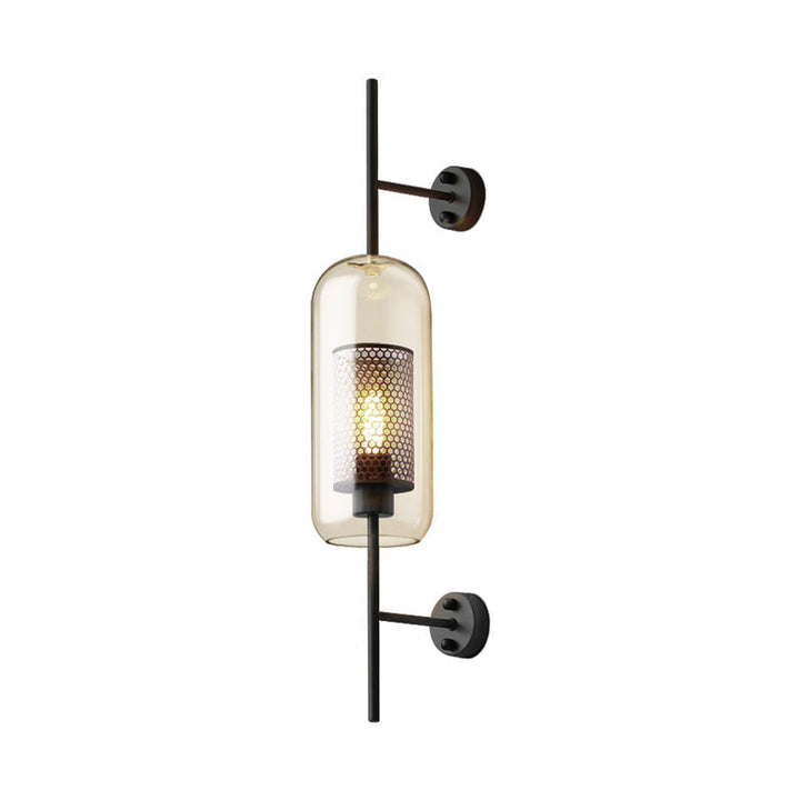 Kognakglas Zwarte Wandlamp Rechthoekig 1 Gloeilamp Koloniaal Wandmontage Licht met Binnenkolonne Zeef, 5"/6" B