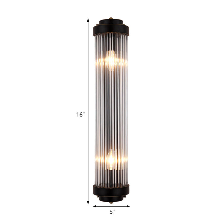 Buis wandlamp moderne stijl heldere kristal en metaal 2 lichten wandlamp in zwart voor nachtkastje