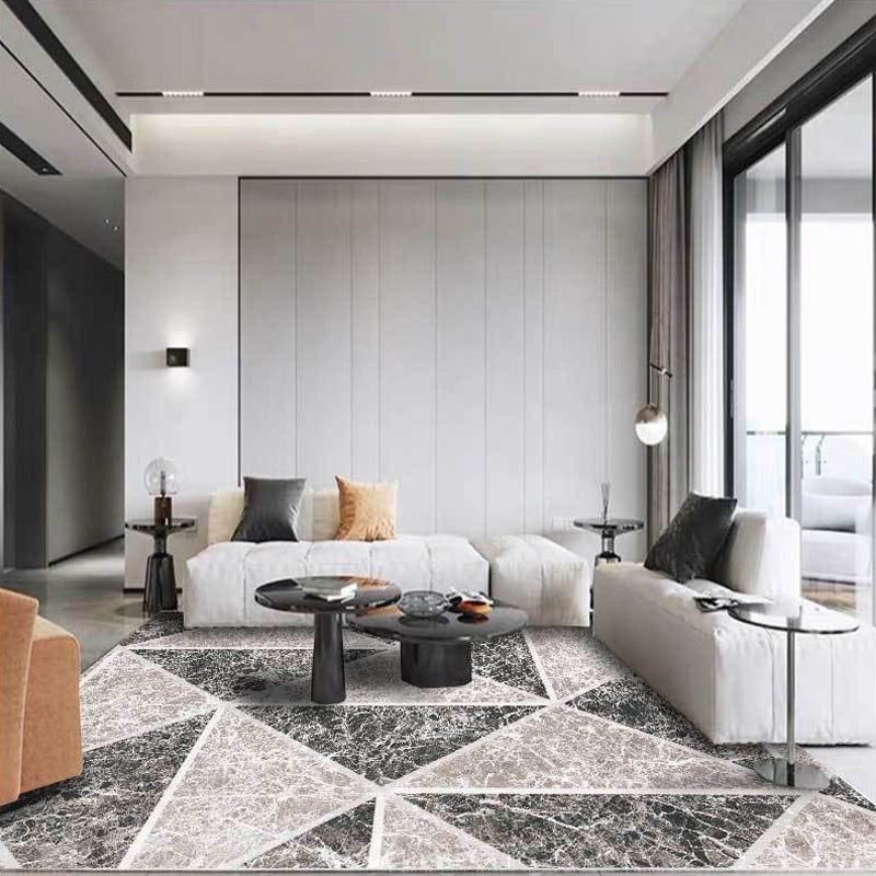 Grauer Novelty-Rug Polyester geometrisch patroon Tapijt waschbaar antislip achterkant Tapijt voor de woonkamer