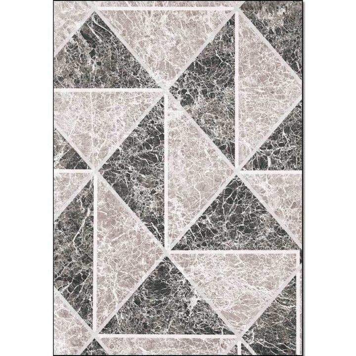 Grauer Novelty-Rug Polyester geometrisch patroon Tapijt waschbaar antislip achterkant Tapijt voor de woonkamer