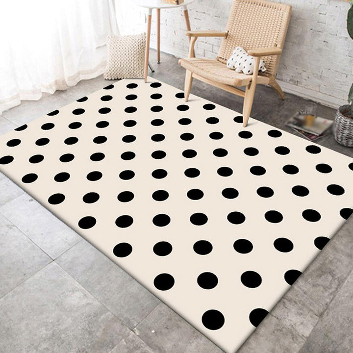 Modern tapijt voor de woonkamer in ivoorkleurig stippenpatroon, van polyester, machinewasbaar, huisdiervriendelijk tapijt.