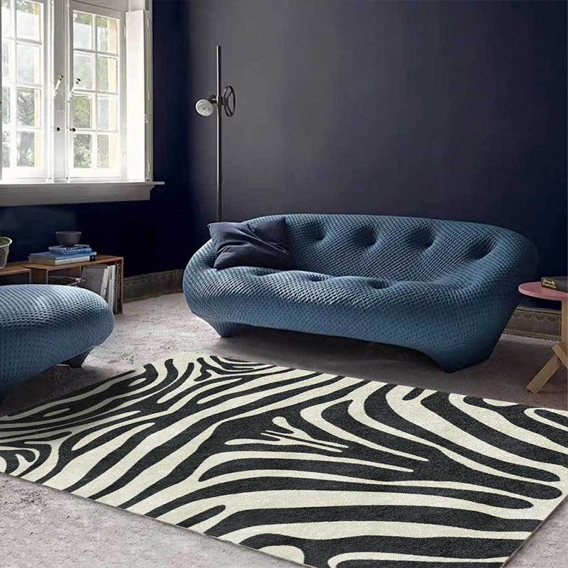 Moderne Zebra Strepen Vloerkleed Zwart en Wit Polyester Vloerkleed Machine Wasbaar Antislip Vloerkleed voor de Slaapkamer