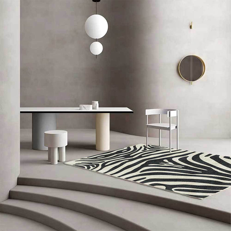 Moderne Zebra Strepen Vloerkleed Zwart en Wit Polyester Vloerkleed Machine Wasbaar Antislip Vloerkleed voor de Slaapkamer