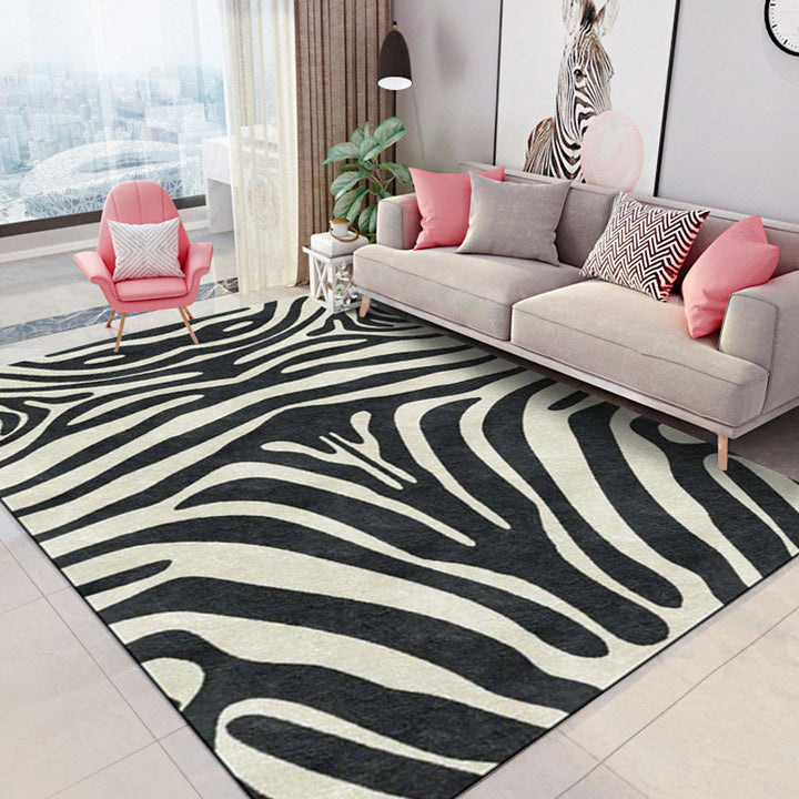 Moderne Zebra Strepen Vloerkleed Zwart en Wit Polyester Vloerkleed Machine Wasbaar Antislip Vloerkleed voor de Slaapkamer