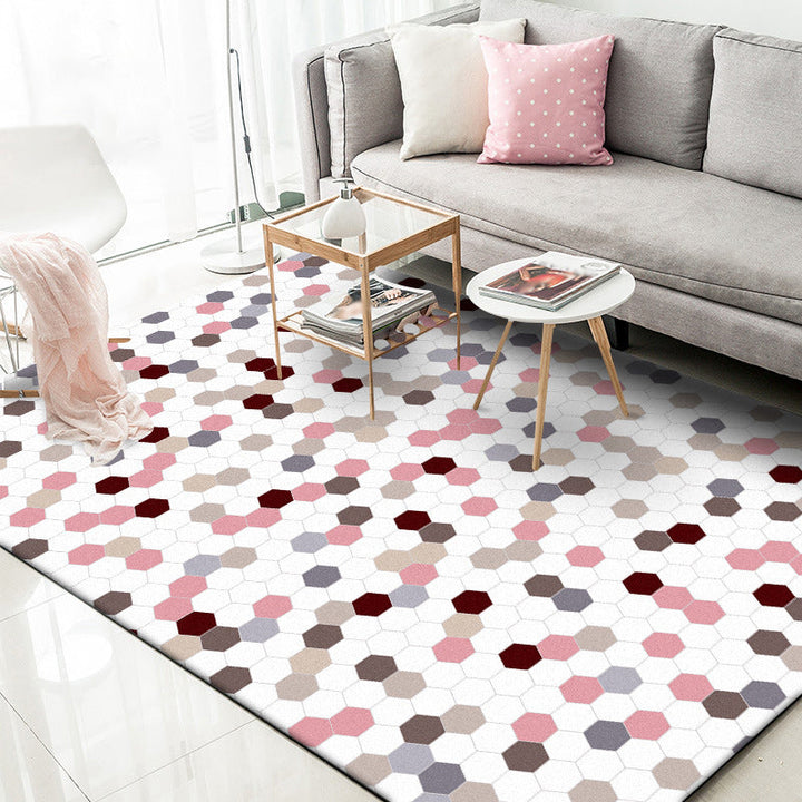 Witte slaapkamer kleed Moderne stippenpatroon hexagon patroon tapijt Polyester antislip vloerkleed