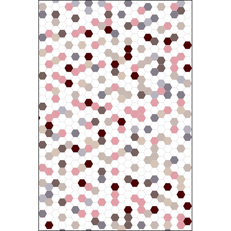 Witte slaapkamer kleed Moderne stippenpatroon hexagon patroon tapijt Polyester antislip vloerkleed