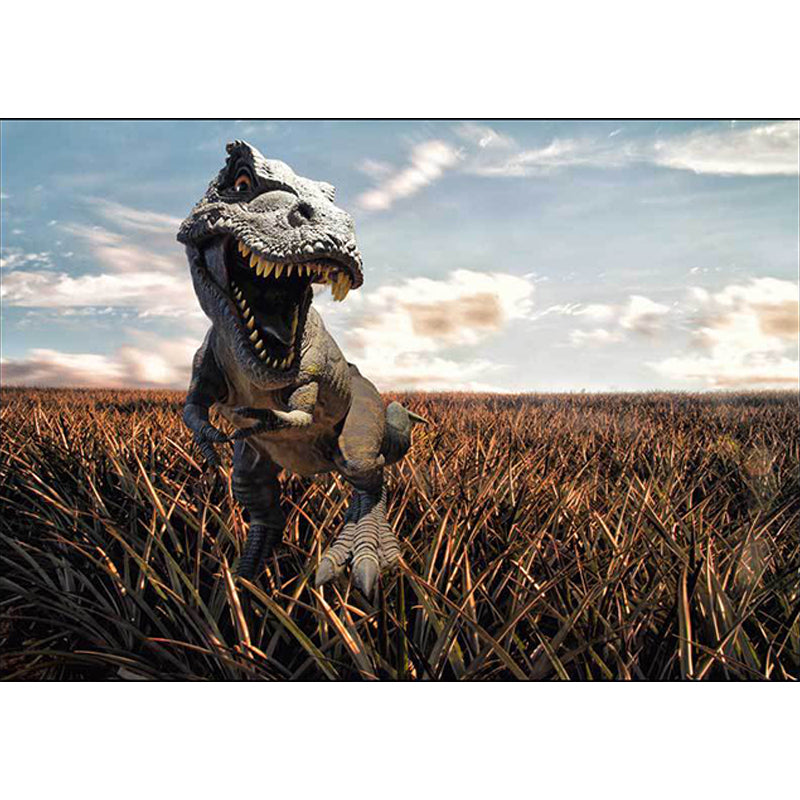Funky Dinosaurus Patroon Vloerkleed Bruin en Blauw Nordic Vloerkleed Polyester Wasbaar Antislip Achtergrond Vloerkleed voor de Woonkamer