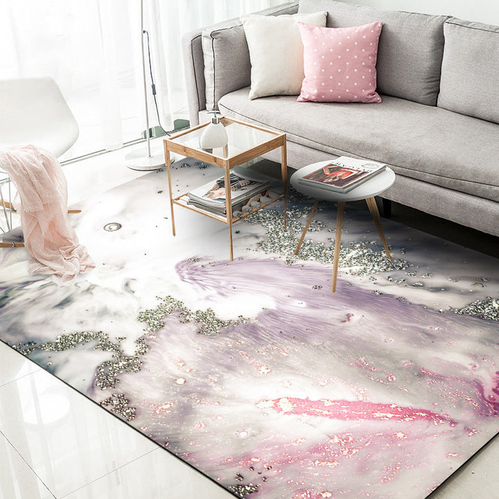 Moderner woonkamer tapijt in grijs en roze Abstracte zeewater print tapijt Polyester wasbaar huisdiervriendelijk tapijt