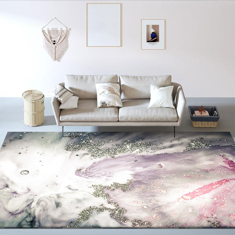 Moderner woonkamer tapijt in grijs en roze Abstracte zeewater print tapijt Polyester wasbaar huisdiervriendelijk tapijt