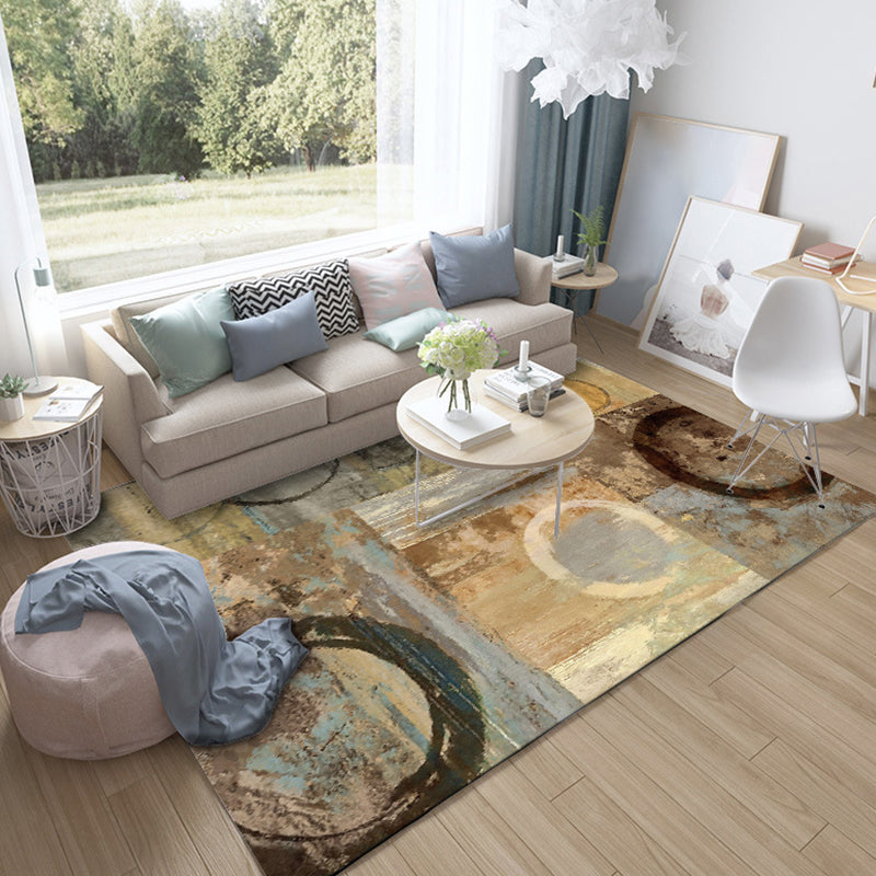 Nieuwe abstracte tapijt lichtbruin Polyester tapijt machinewasbaar antislip tapijt voor de slaapkamer