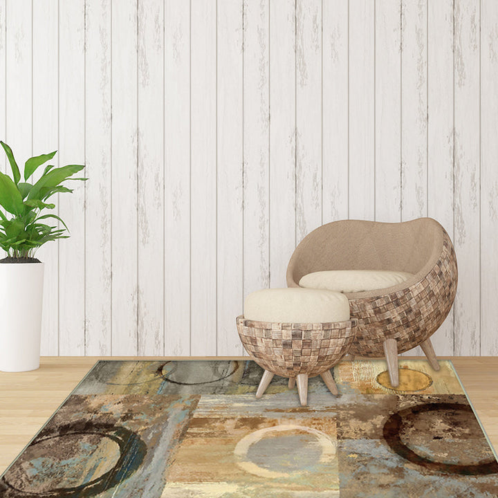 Nieuwe abstracte tapijt lichtbruin Polyester tapijt machinewasbaar antislip tapijt voor de slaapkamer
