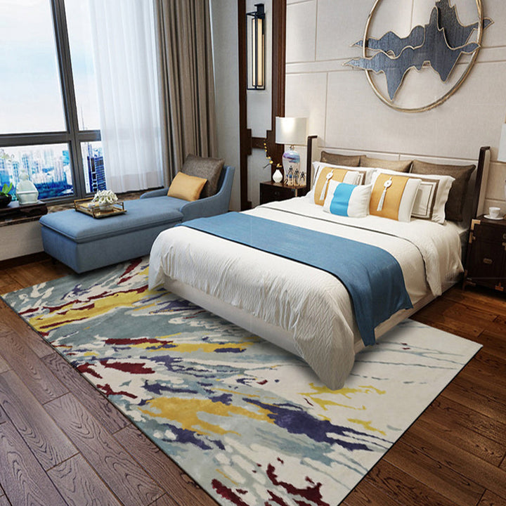 Camel Multikleur Modern Tapijt Polyester Waterverf Patroon Tapijt Wasbaar Antislip Achter Mat Tapijt voor Woonkamer