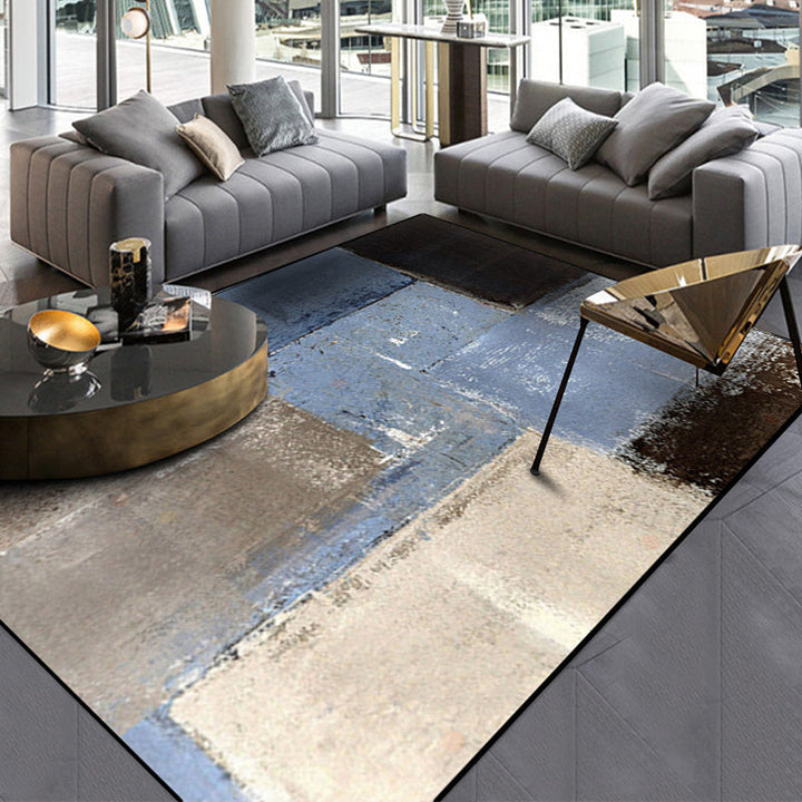 Grijze en bruine hedendaagse vloerkleed polyester penseelstreek patroon vloerkleed wasbaar antislip achterkant vloerkleed voor de woonkamer