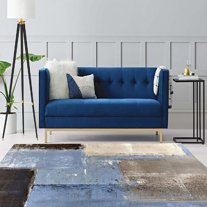 Grijze en bruine hedendaagse vloerkleed polyester penseelstreek patroon vloerkleed wasbaar antislip achterkant vloerkleed voor de woonkamer