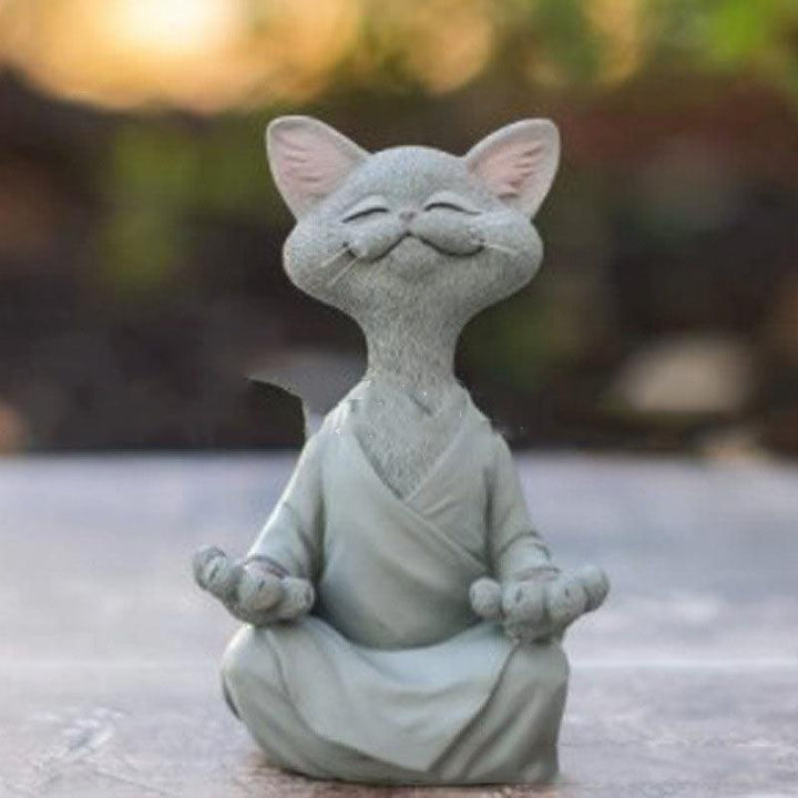 Speelse Zwarte Boeddha Kat Figurine Meditatie Yoga Verzamelfiguur Gelukkige Kat Decor Huis Tuin Decoratie Tuin Ornament