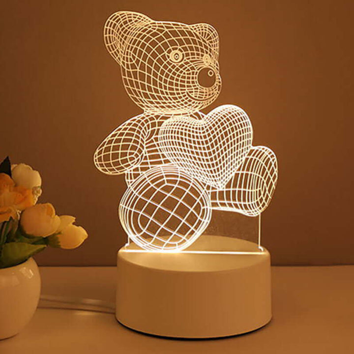 3D Lamp Acryl USB LED Nachtlichten Neonlichten Lampe Kerstdecoraties voor Kamersdecoratie Valentijnsgeschenken