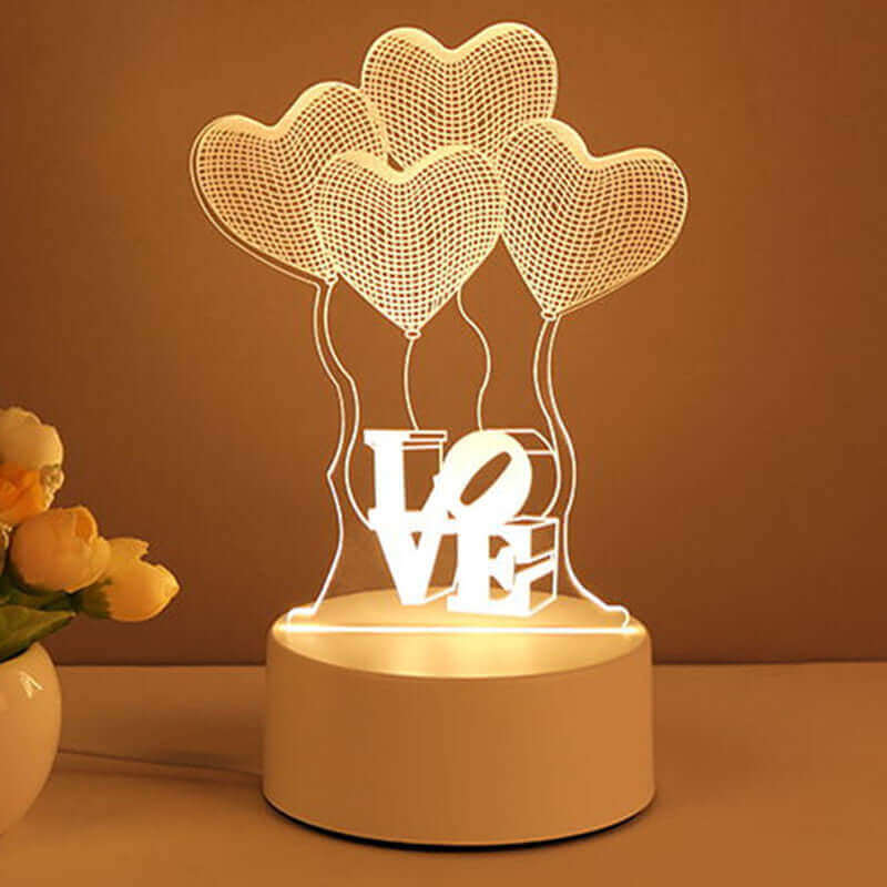 3D Lamp Acryl USB LED Nachtlichten Neonlichten Lampe Kerstdecoraties voor Kamersdecoratie Valentijnsgeschenken