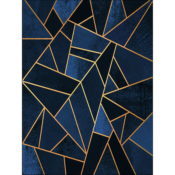 Donkerblauwe nieuwigheden tapijt polyester geometrisch patroon tapijt wasbaar antislip achterkant tapijt voor de woonkamer