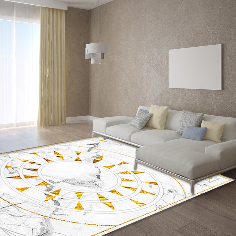 Moderner marmeroppervlakpatroon tapijt Wit en Zwart Polyester tapijt Machinewasbaar Antislip tapijt voor de slaapkamer