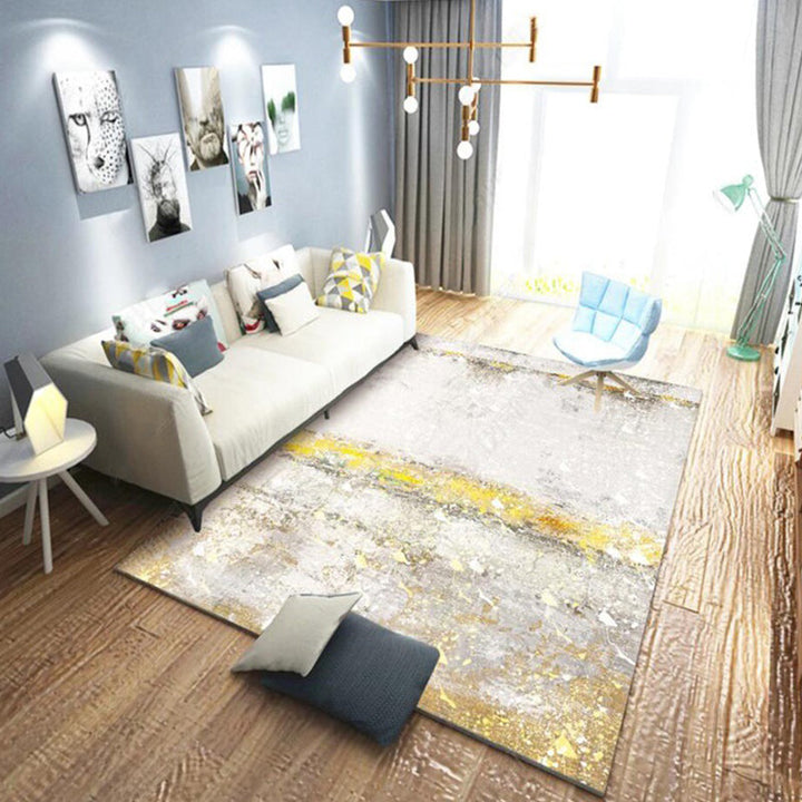 Moderner woonkamer tapijt in grijs Abstract olieverfschilderij gedrukt tapijt Polyester huisdiervriendelijk woonkamer tapijt