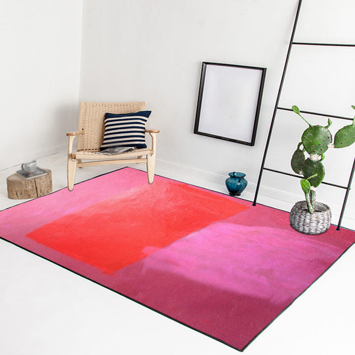 Rood en gele slaapkamer tapijt Modern abstracte verf patroon vloerkleed polyester wasbaar vlekbestendig kleed
