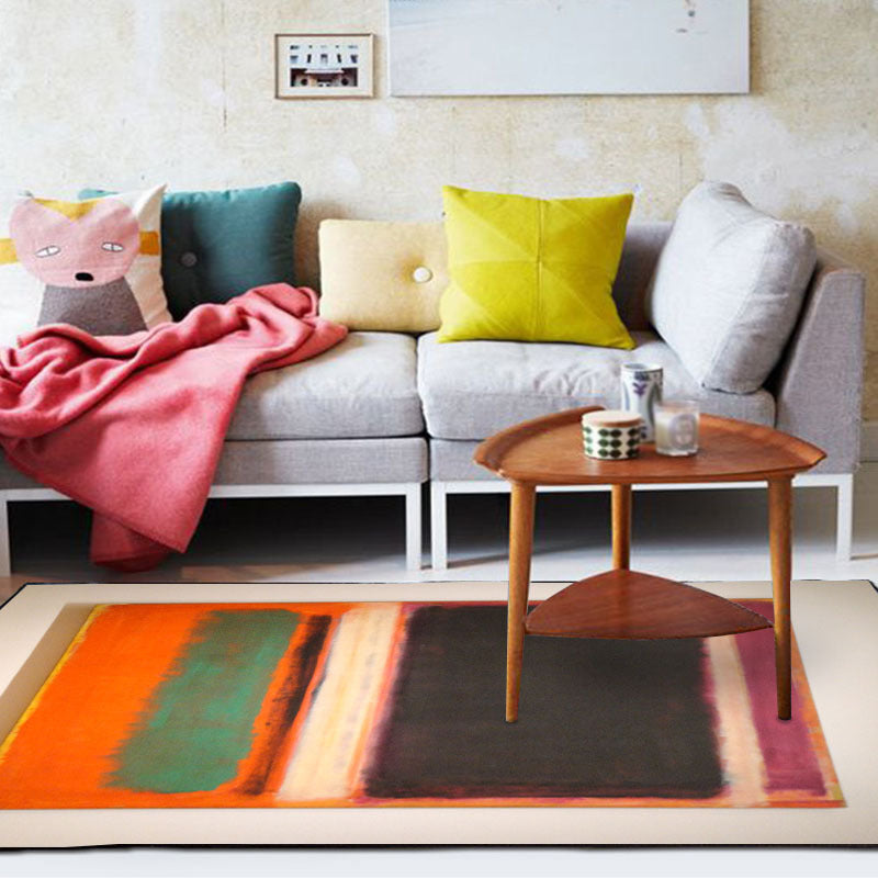 Rood en gele slaapkamer tapijt Modern abstracte verf patroon vloerkleed polyester wasbaar vlekbestendig kleed