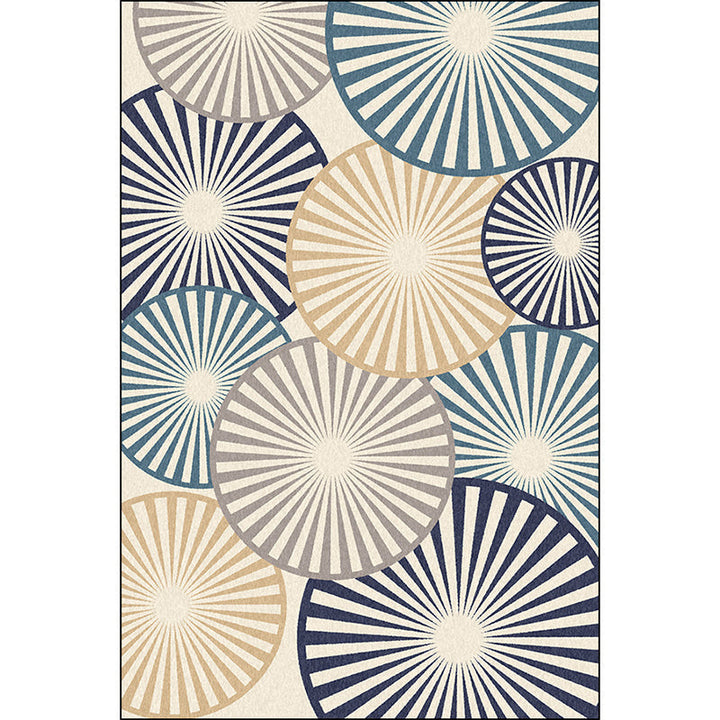 Stijlvolle ronde met patroon vloerkleed Beige en Blauw Moderne vloerkleed Polyester Wasbaar Antislip achterkant Vloerkleed voor de woonkamer