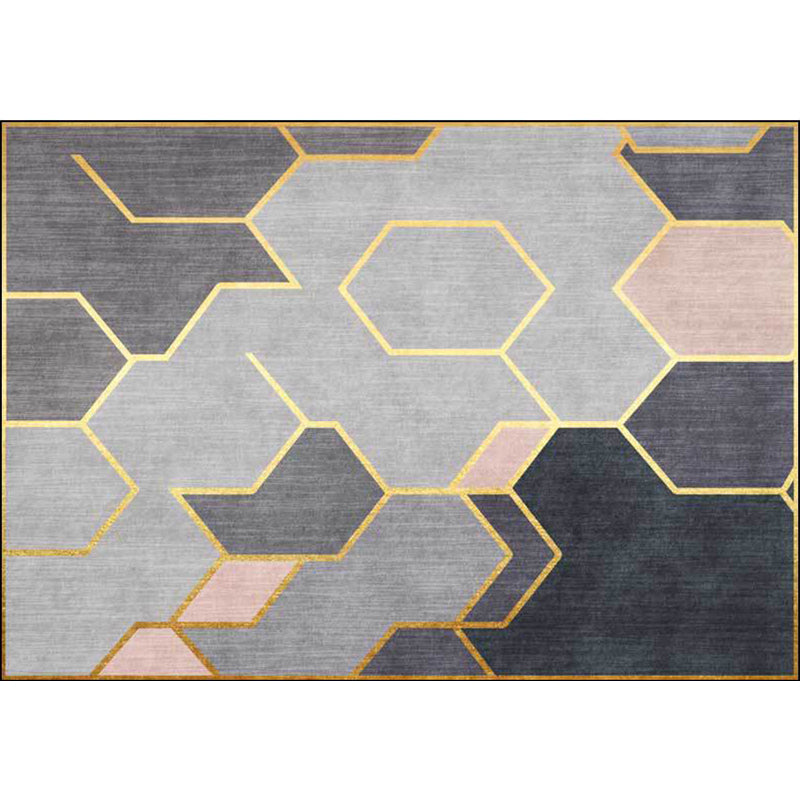 Grauer Novelty-Rug Polyester geometrisch patroon Tapijt waschbaar antislip achterkant Tapijt voor de woonkamer