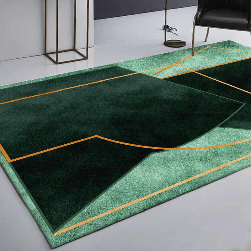Groene slaapkamer tapijt Moderne kleur balk Geometrie lijnenpatroon tapijt Polyester vuilbestendige tapijt