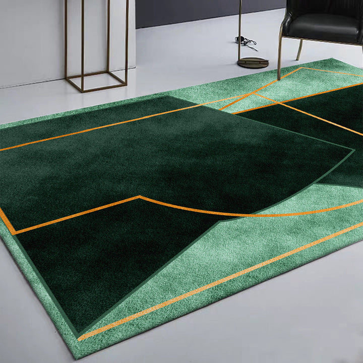 Groene slaapkamer tapijt Moderne kleur balk Geometrie lijnenpatroon tapijt Polyester vuilbestendige tapijt