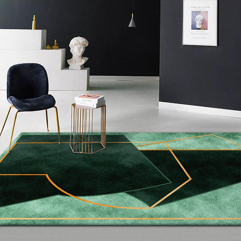 Groene slaapkamer tapijt Moderne kleur balk Geometrie lijnenpatroon tapijt Polyester vuilbestendige tapijt