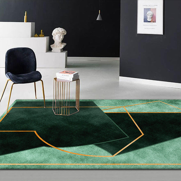 Groene slaapkamer tapijt Moderne kleur balk Geometrie lijnenpatroon tapijt Polyester vuilbestendige tapijt