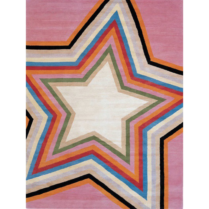 Casual moderne vloerkleed in roze geometrisch sterrenpatroon Vloerkleed polyester huisdiervriendelijk kleed voor appartementdecoratie