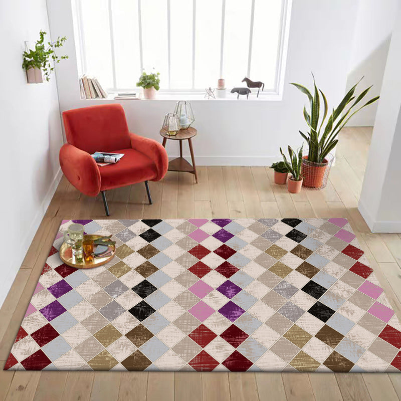 Kleurrijke slaapkamer tapijt Modern geometrisch diamanten patroon tapijt polyester vlekbestendige tapijt