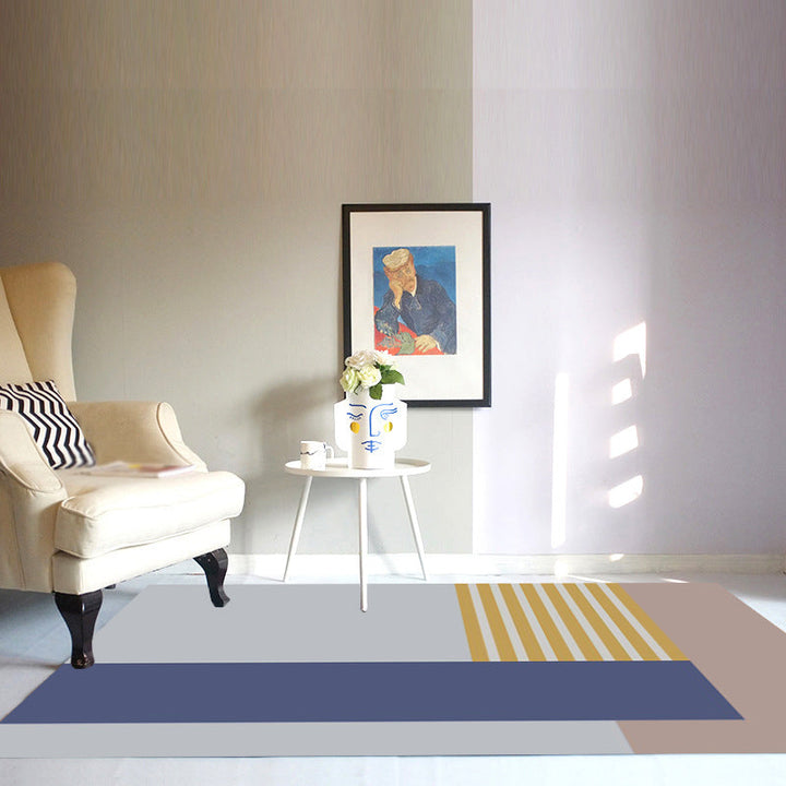 Eenvoudig modern tapijt in grijs-blauwe kleurvak patroon, tapijt van polyester, huisdiervriendelijk tapijt voor de woninginrichting