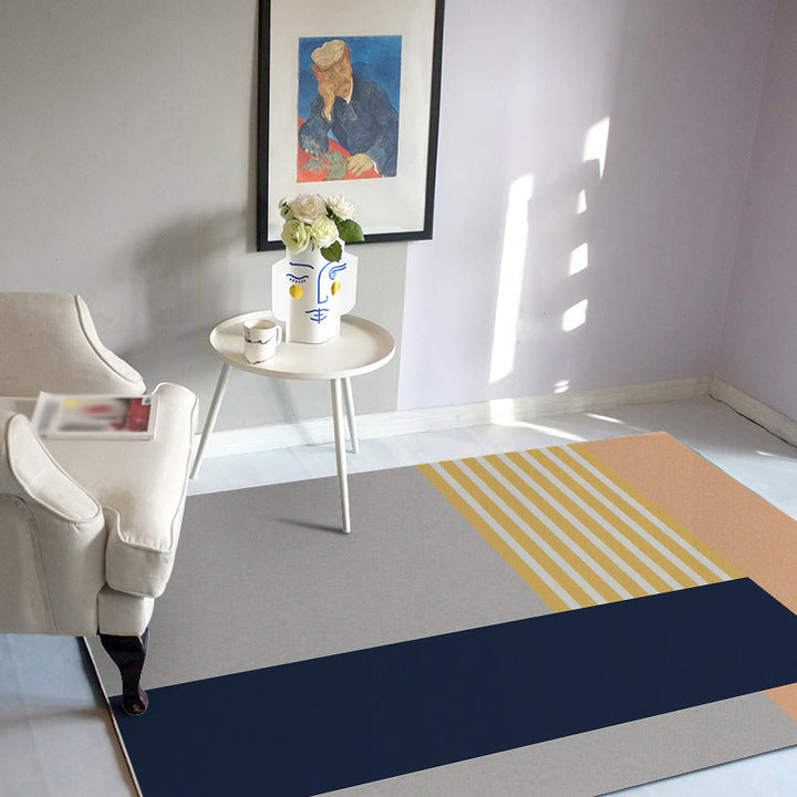 Eenvoudig modern tapijt in grijs-blauwe kleurvak patroon, tapijt van polyester, huisdiervriendelijk tapijt voor de woninginrichting