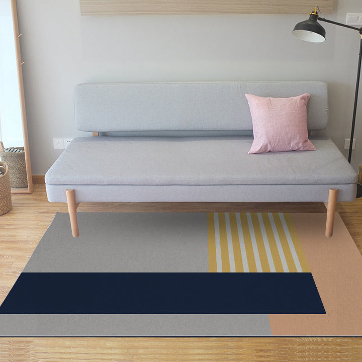 Eenvoudig modern tapijt in grijs-blauwe kleurvak patroon, tapijt van polyester, huisdiervriendelijk tapijt voor de woninginrichting