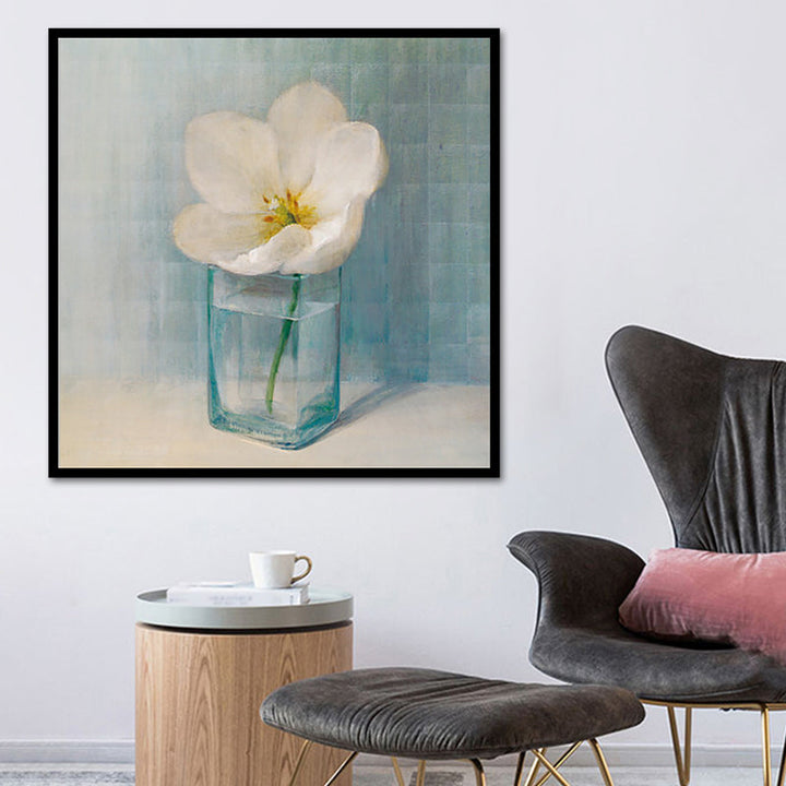 Bloeiende Fles Vaasje Muurkunst in Wit Modern Stijl Canvasprint voor Woonkamer