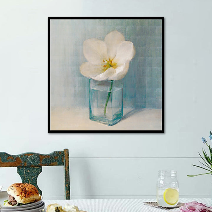 Bloeiende Fles Vaasje Muurkunst in Wit Modern Stijl Canvasprint voor Woonkamer