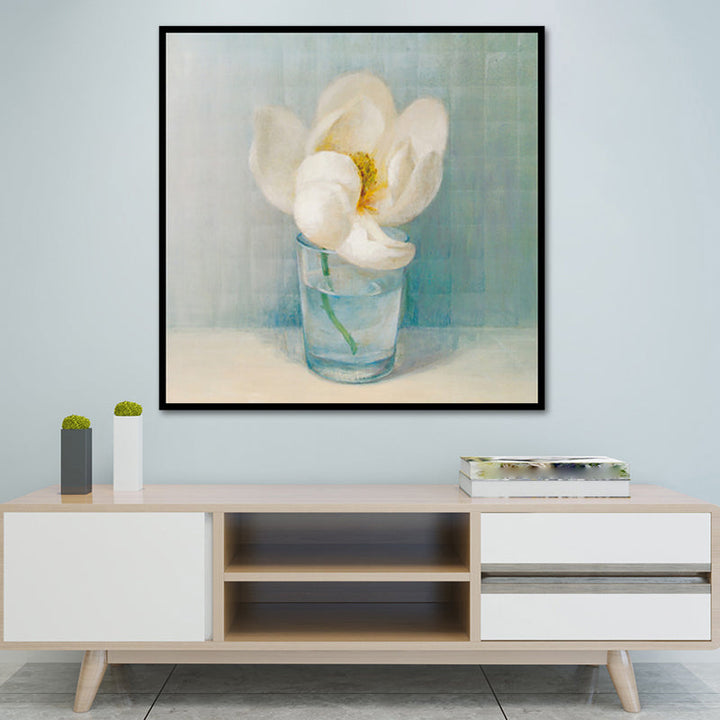 Bloeiende Fles Vaasje Muurkunst in Wit Modern Stijl Canvasprint voor Woonkamer